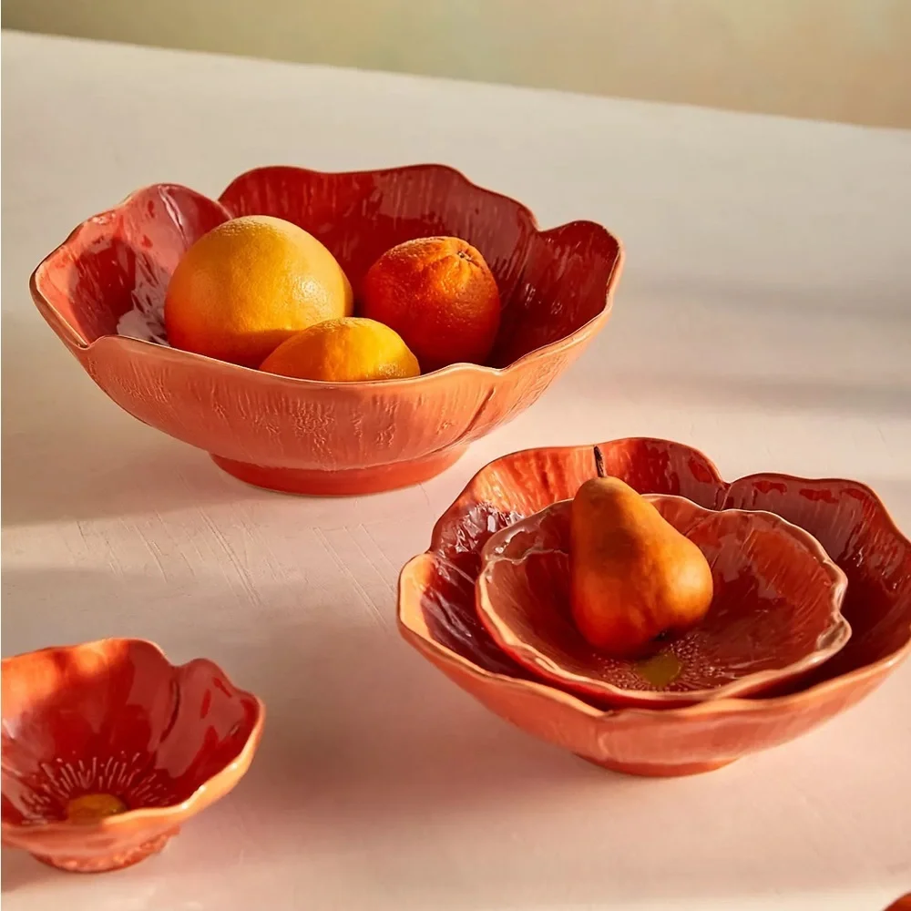 New🌟Anthropologie-Red Poppy Bowl -Small